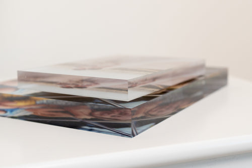 Diamond-polished edge detail on a 1 inch cast acrylic block