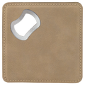 Custom Leatherette Bottle Opener Coaster — Light Brown