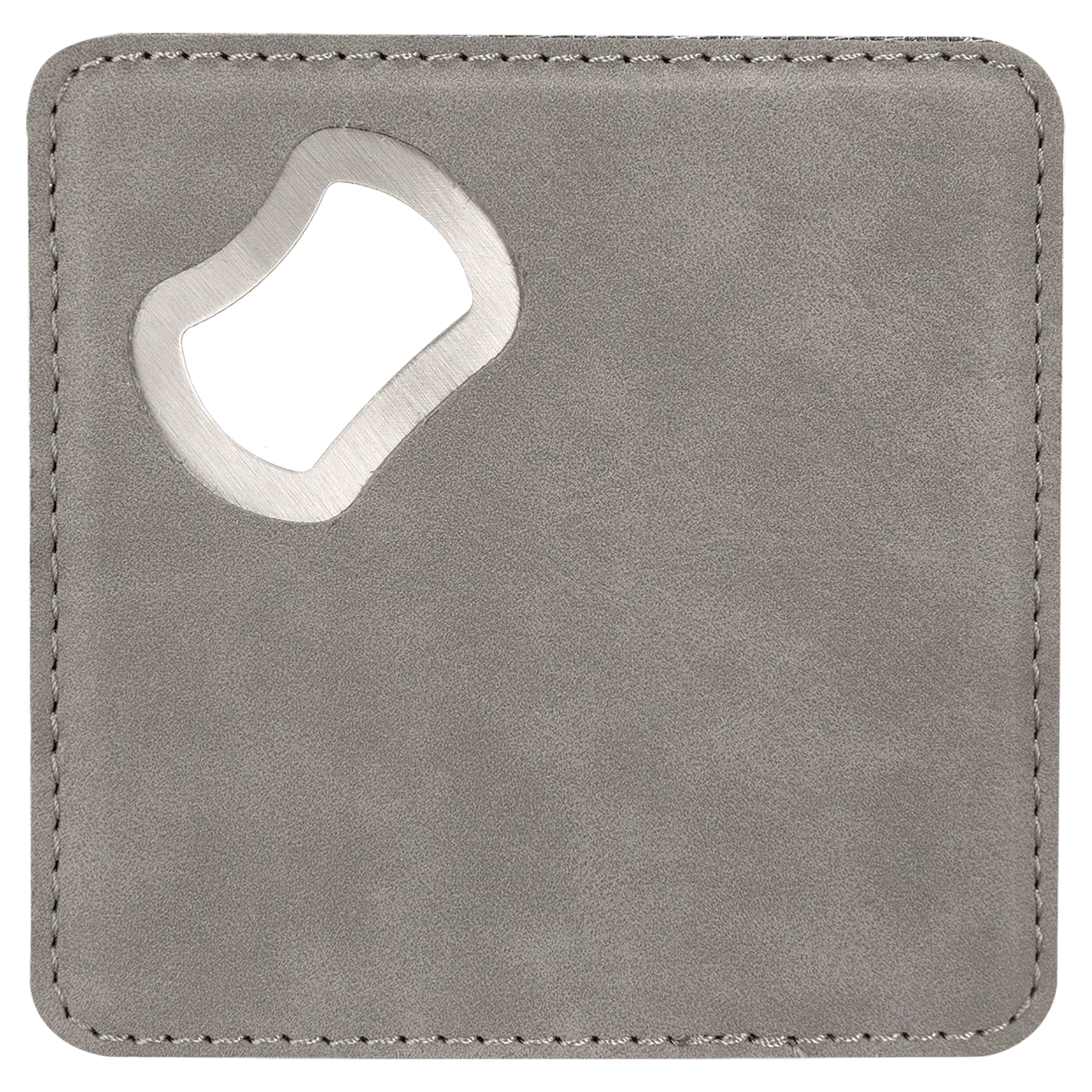 Custom Leatherette Bottle Opener Coaster — Grey