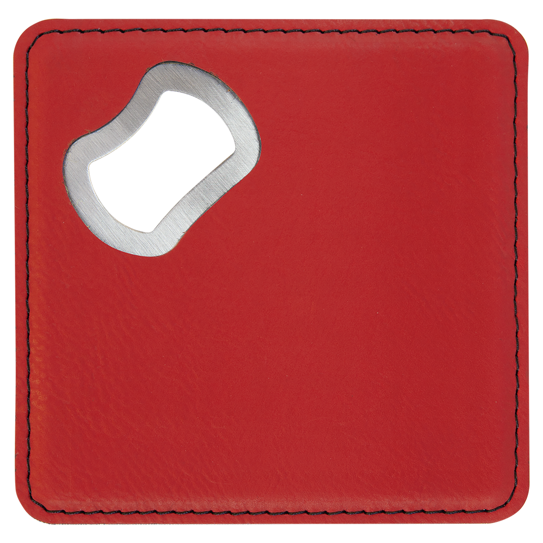 Custom Leatherette Bottle Opener Coaster — Red