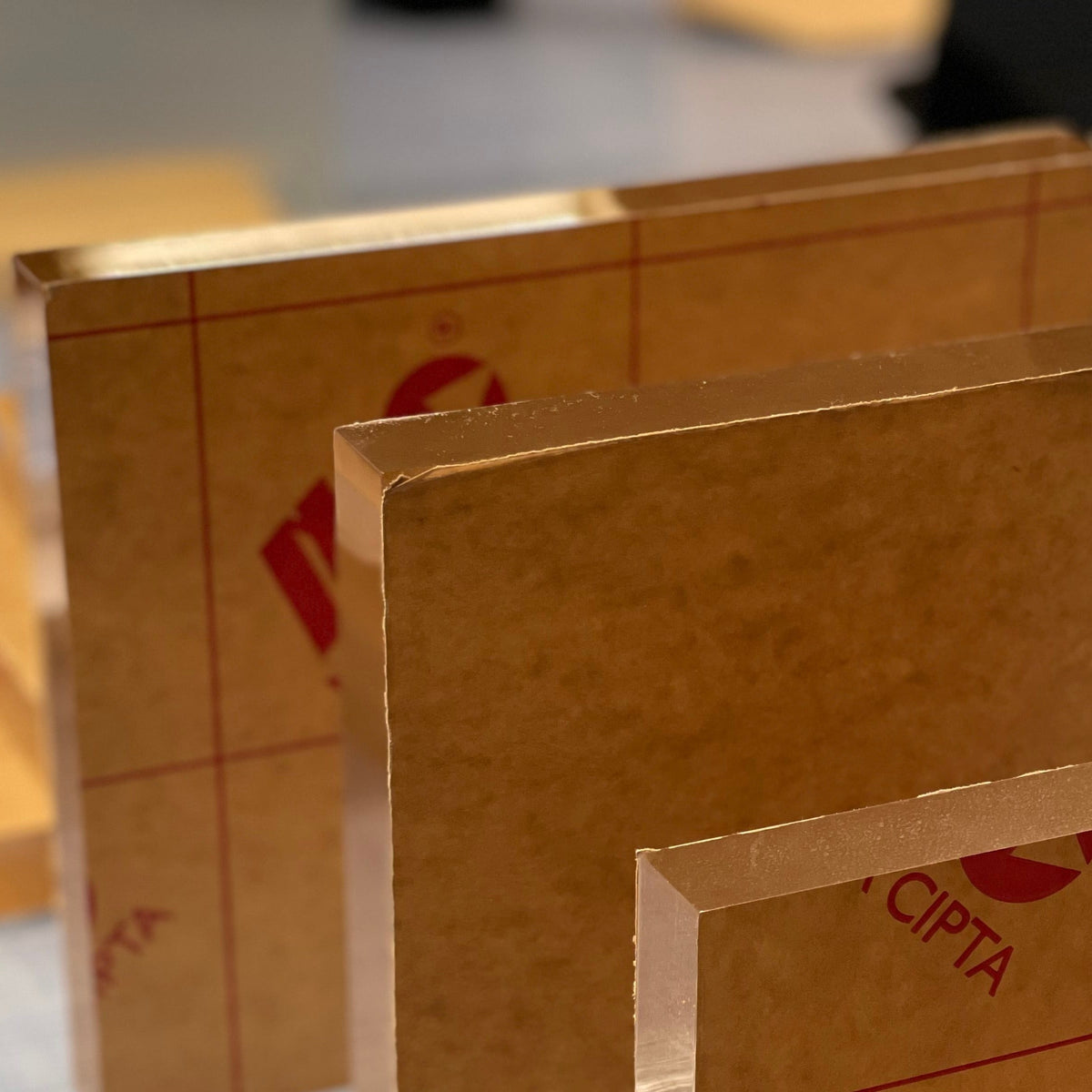 Cast acrylic block award with printed logo