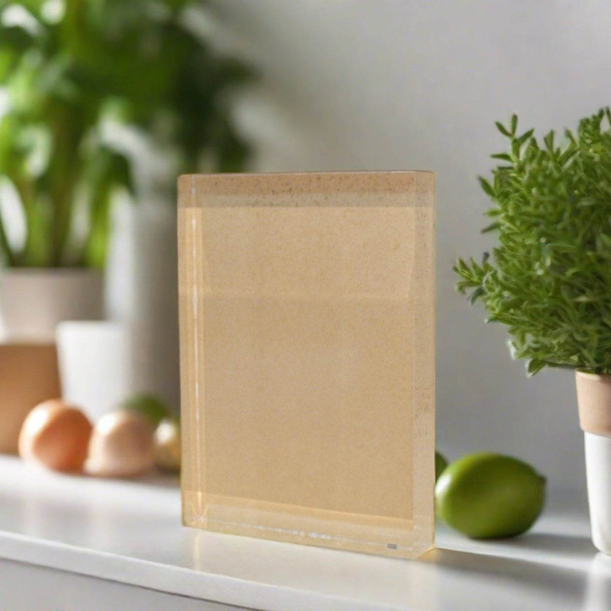 Full-color UV print on clear cast acrylic block