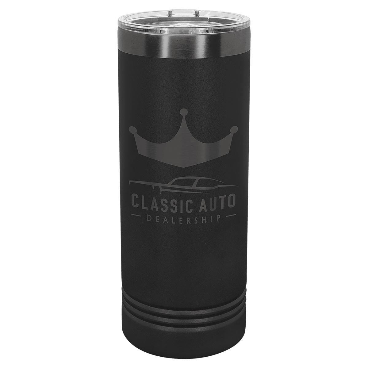 Custom Engraved 22oz Skinny Tumbler – Ghost Black Ion-Plated Stainless Steel — Black