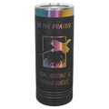 Custom Engraved 22oz Skinny Tumbler – Prism Rainbow Ion-Plated Stainless Steel — Black