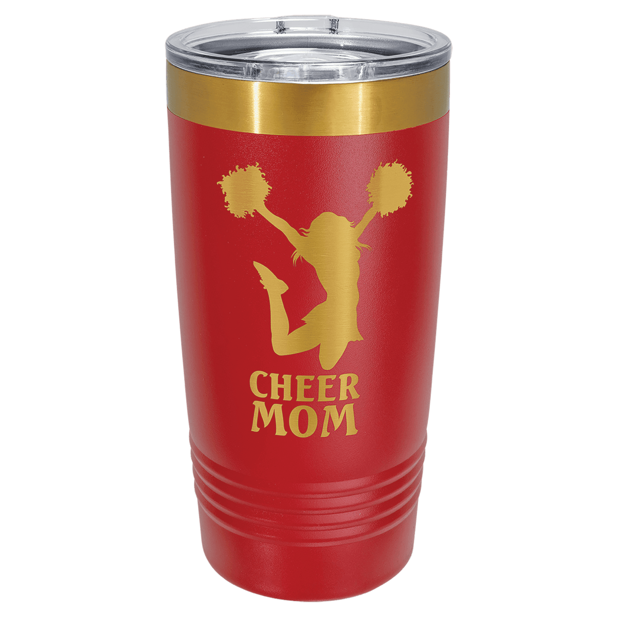 Custom Engraved 20oz Tumbler – Bright Gold Ion-Plated Stainless Steel — Red