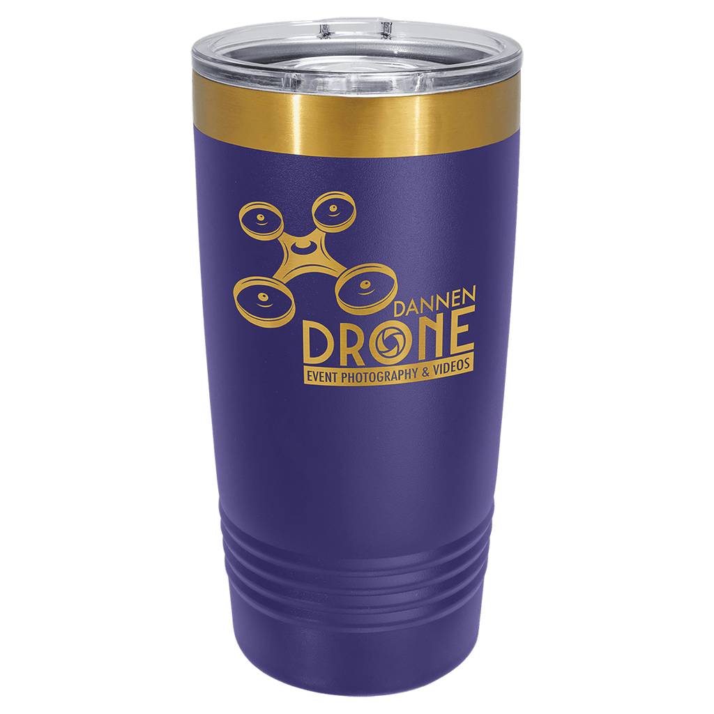 Custom Engraved 20oz Tumbler – Bright Gold Ion-Plated Stainless Steel — Purple