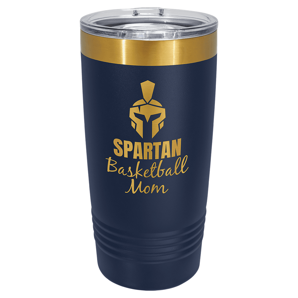 Custom Engraved 20oz Tumbler – Bright Gold Ion-Plated Stainless Steel — Navy