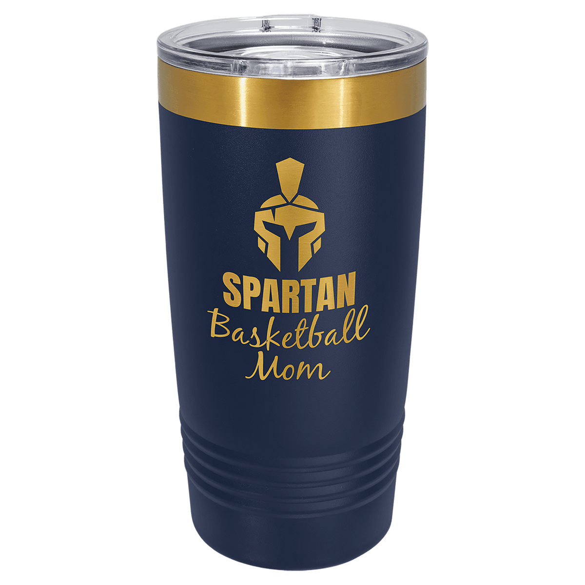 Custom Engraved 20oz Tumbler – Bright Gold Ion-Plated Stainless Steel — Navy