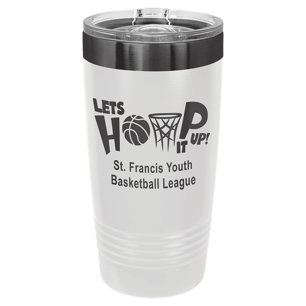 Custom Engraved 20oz Tumbler – Ghost Black Ion-Plated Stainless Steel — White