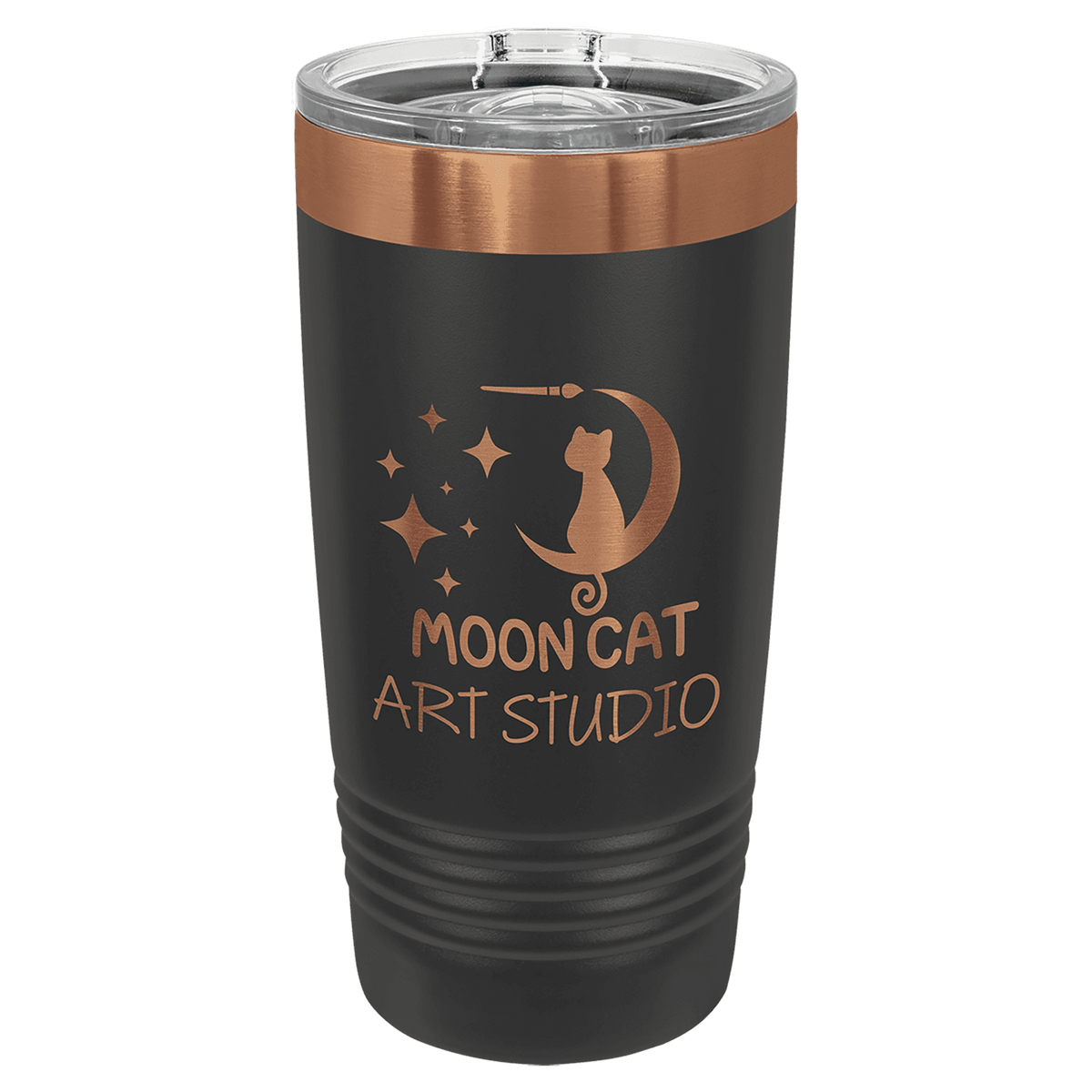 Custom Engraved 20oz Tumbler – Rose Gold Ion-Plated Stainless Steel — Black