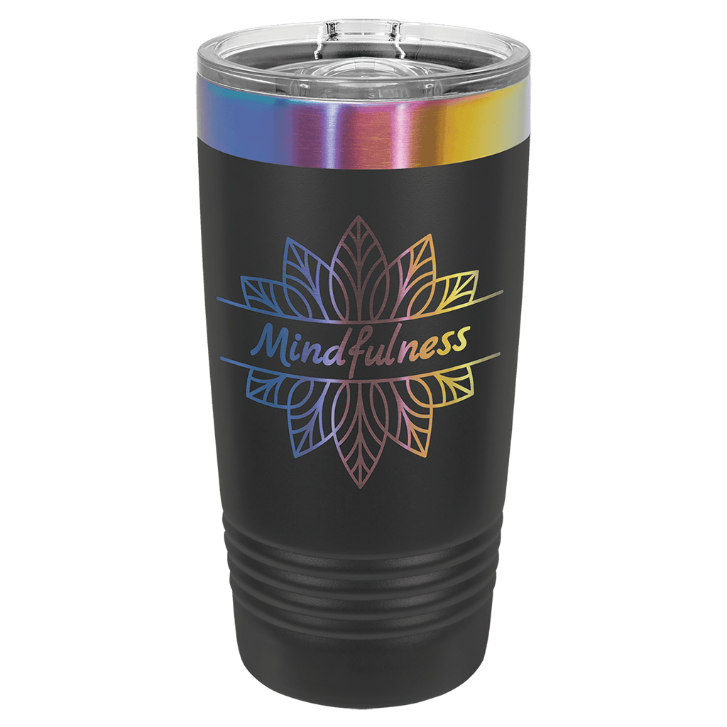 Custom Engraved 20oz Tumbler – Prism Rainbow Ion-Plated Stainless Steel — Black