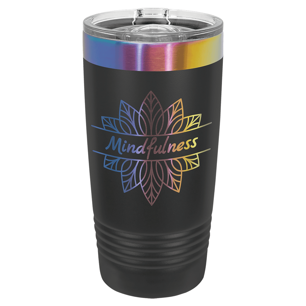 Custom Engraved 20oz Tumbler – Prism Rainbow Ion-Plated Stainless Steel — Black
