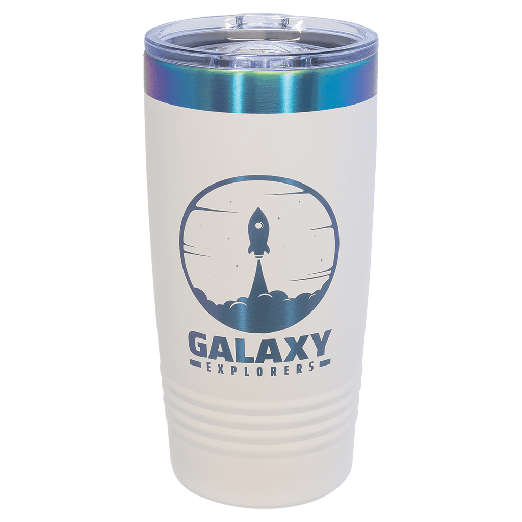 Custom Engraved 20oz Tumbler – Prism Rainbow Ion-Plated Stainless Steel — White