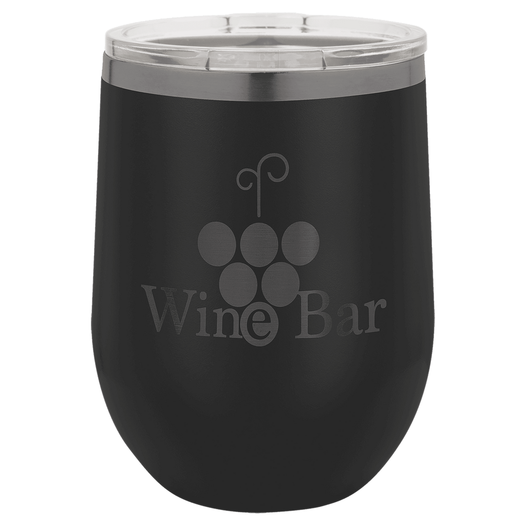 Custom Engraved 12oz Wine Tumbler – Ghost Black Ion-Plated Stainless Steel — Black