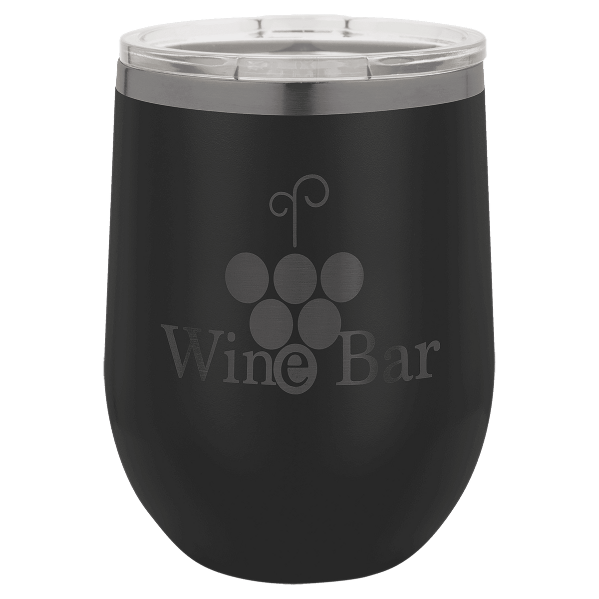 Custom Engraved 12oz Wine Tumbler – Ghost Black Ion-Plated Stainless Steel — Black