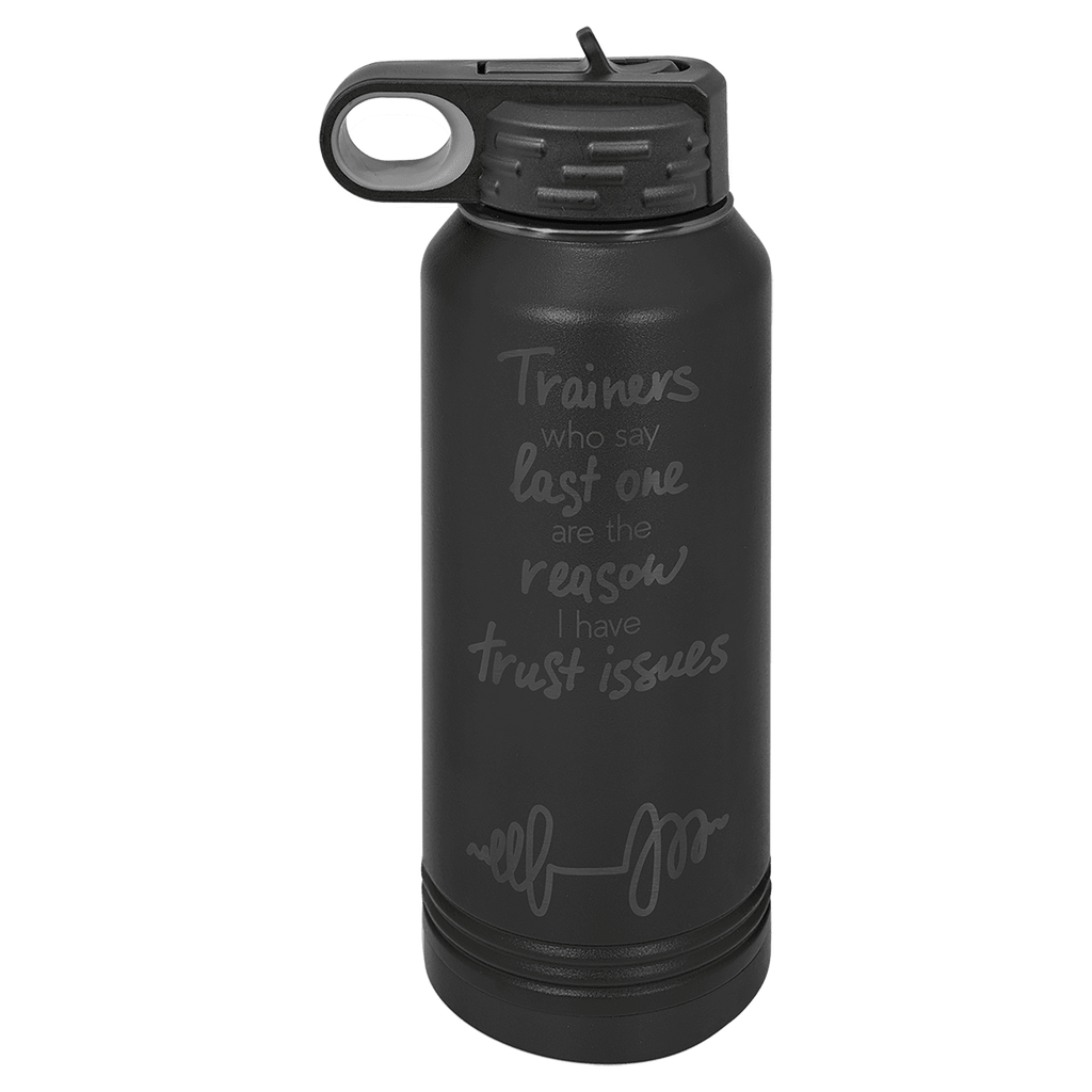 Custom Engraved 32oz Water Bottle – Ghost Black Ion-Plated Stainless Steel — Black