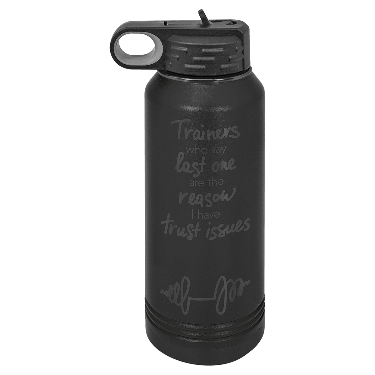 Custom Engraved 32oz Water Bottle – Ghost Black Ion-Plated Stainless Steel — Black