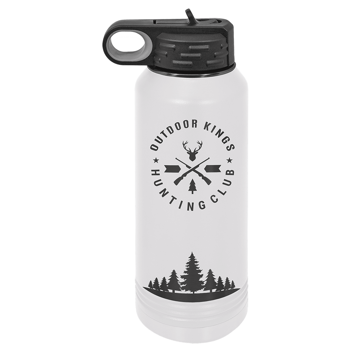 Custom Engraved 32oz Water Bottle – Ghost Black Ion-Plated Stainless Steel — White