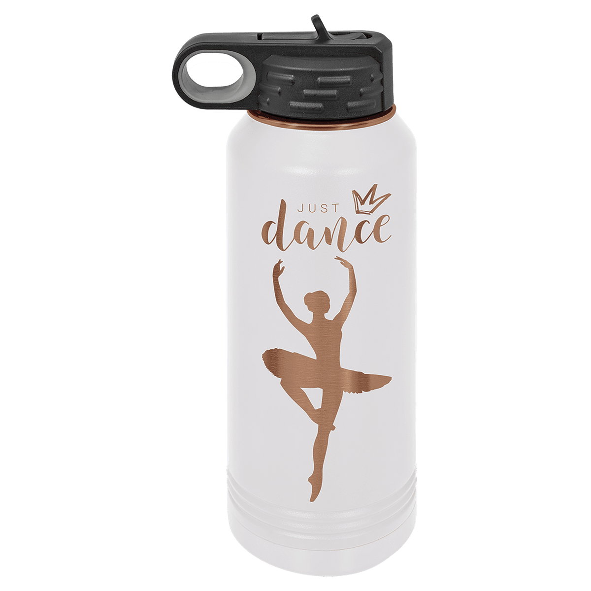 Custom Engraved 32oz Water Bottle – Rose Gold Ion-Plated Stainless Steel — White