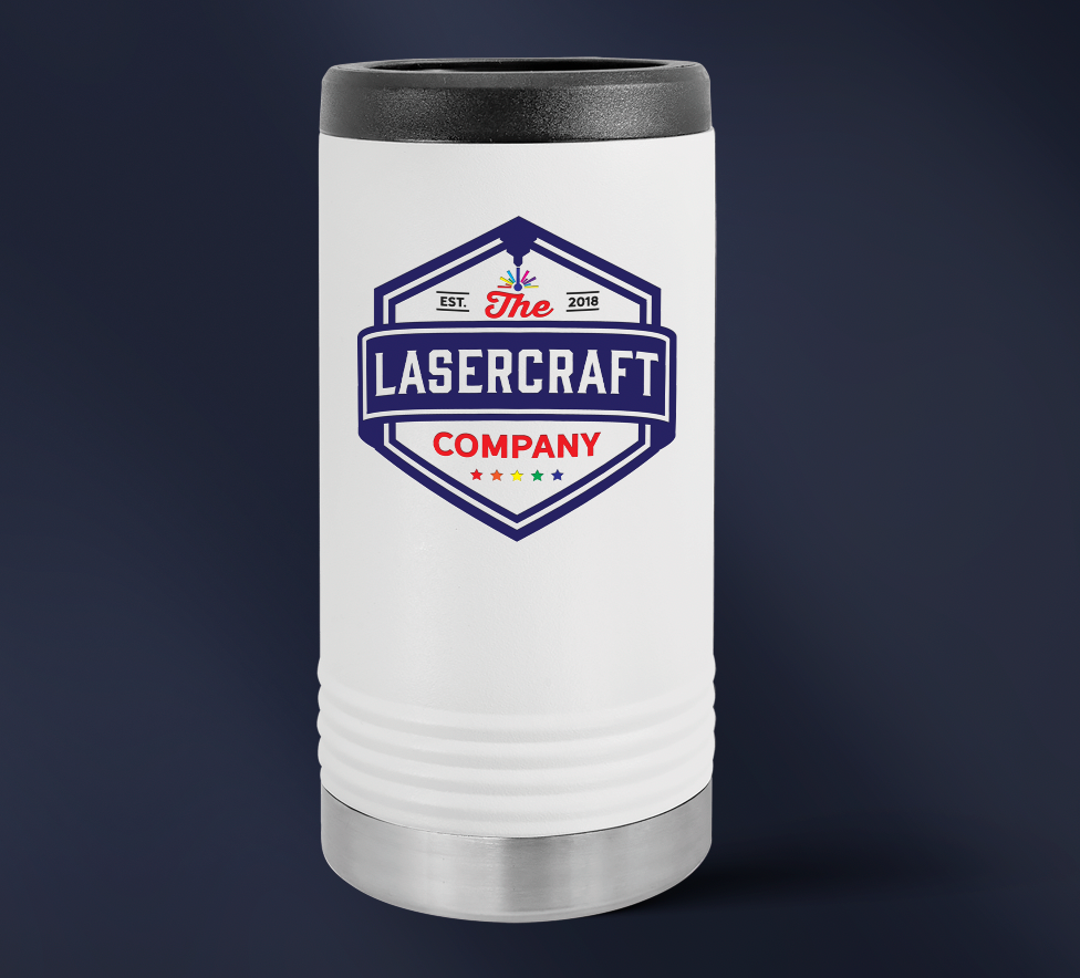 Custom printed slim can holder with full-color UV print — stainless steel