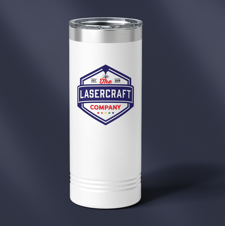 Custom 22oz skinny tumbler with full-color UV print