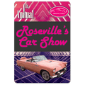 Full-color car show dash plaque printed on white aluminum