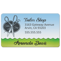 Full-color double-sided metal business card on white aluminum