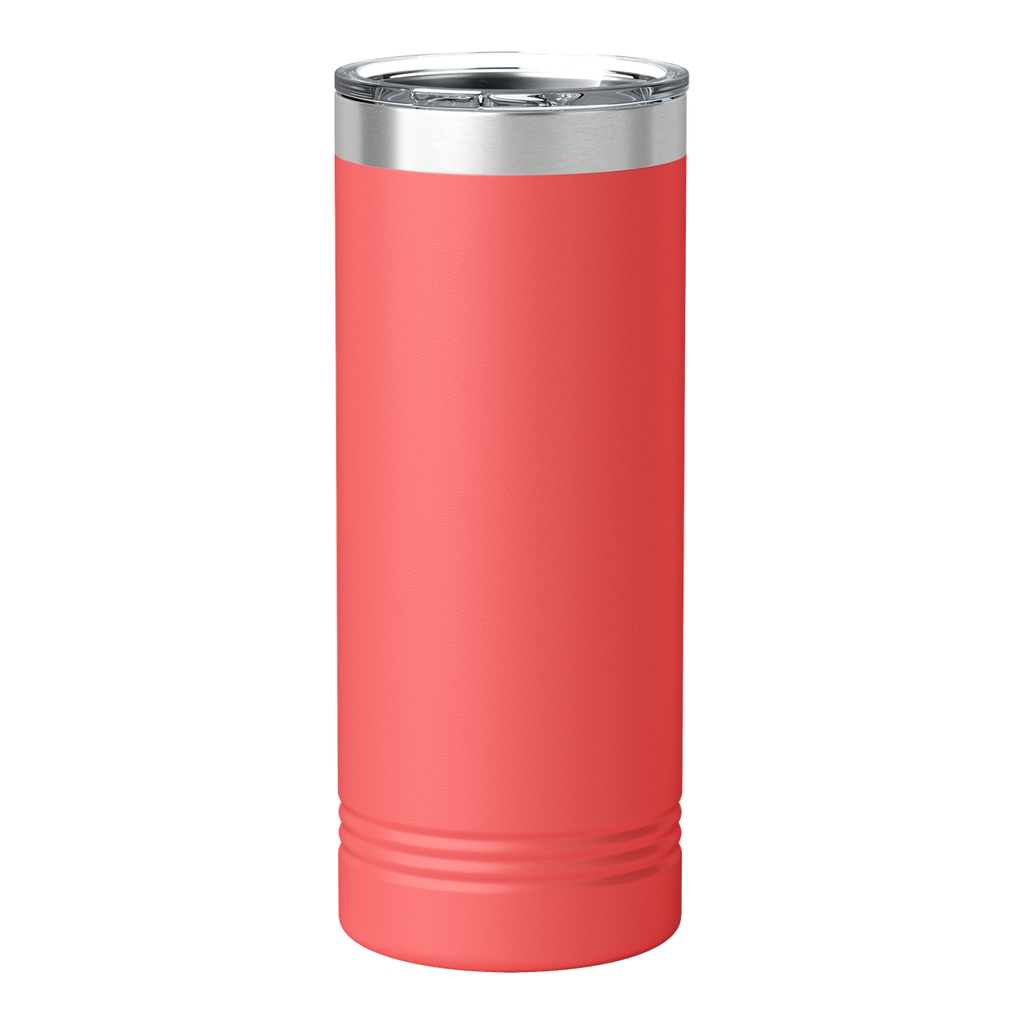 Custom 22oz Skinny Tumbler — Full-Color UV Printed Stainless Steel — Coral