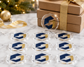 Corporate logo acrylic ornaments in bulk with holiday gift boxes