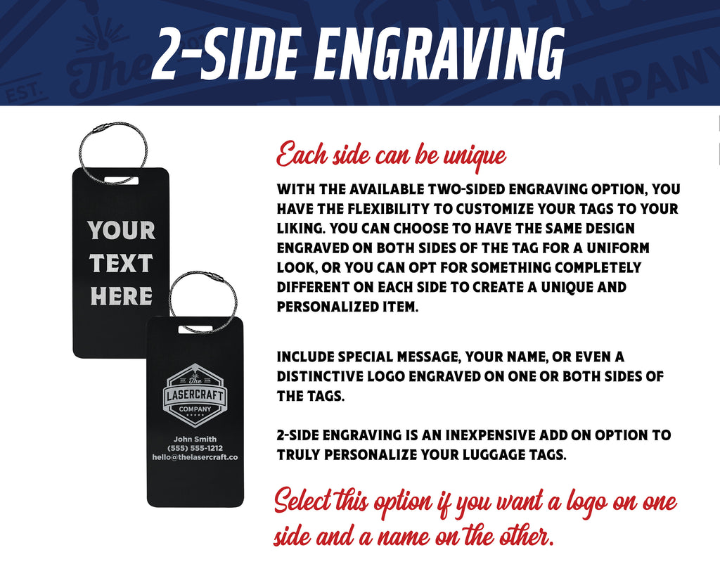 Personalized Metal Luggage Tag: Custom Text or Logo (Aluminum)