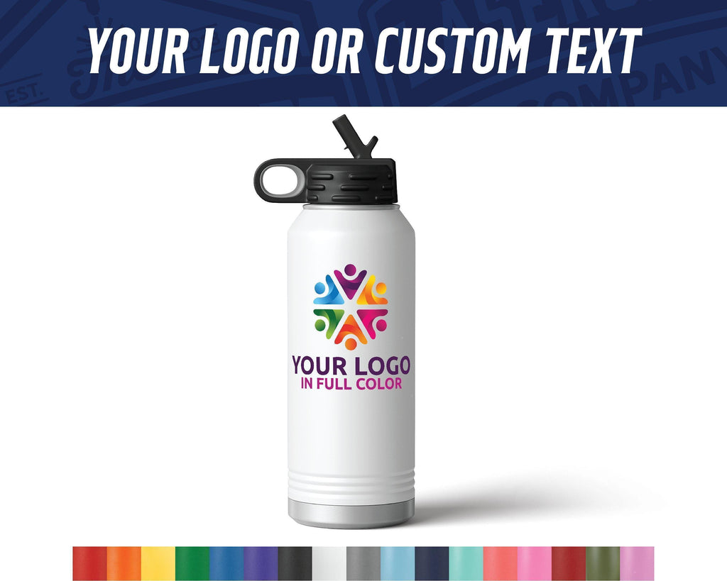 Custom Printed 32oz Water Bottle with full color logo - Custom Printed Water Bottle - Logo on Bottle - Client Gifts - Full Color Logo Swag