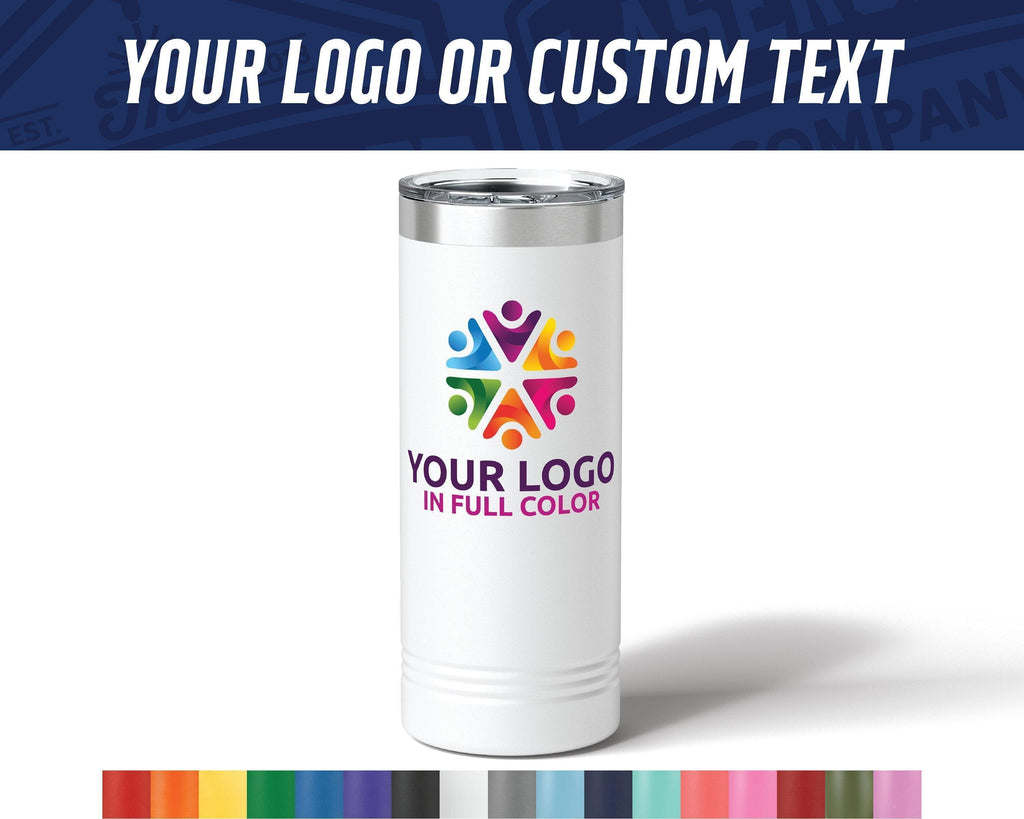 Custom 22oz Skinny Tumbler with full color logo - Custom Printed Logo Travel Mug - Logo Skinny Tumbler - Client Gift - Full Color Logo Swag