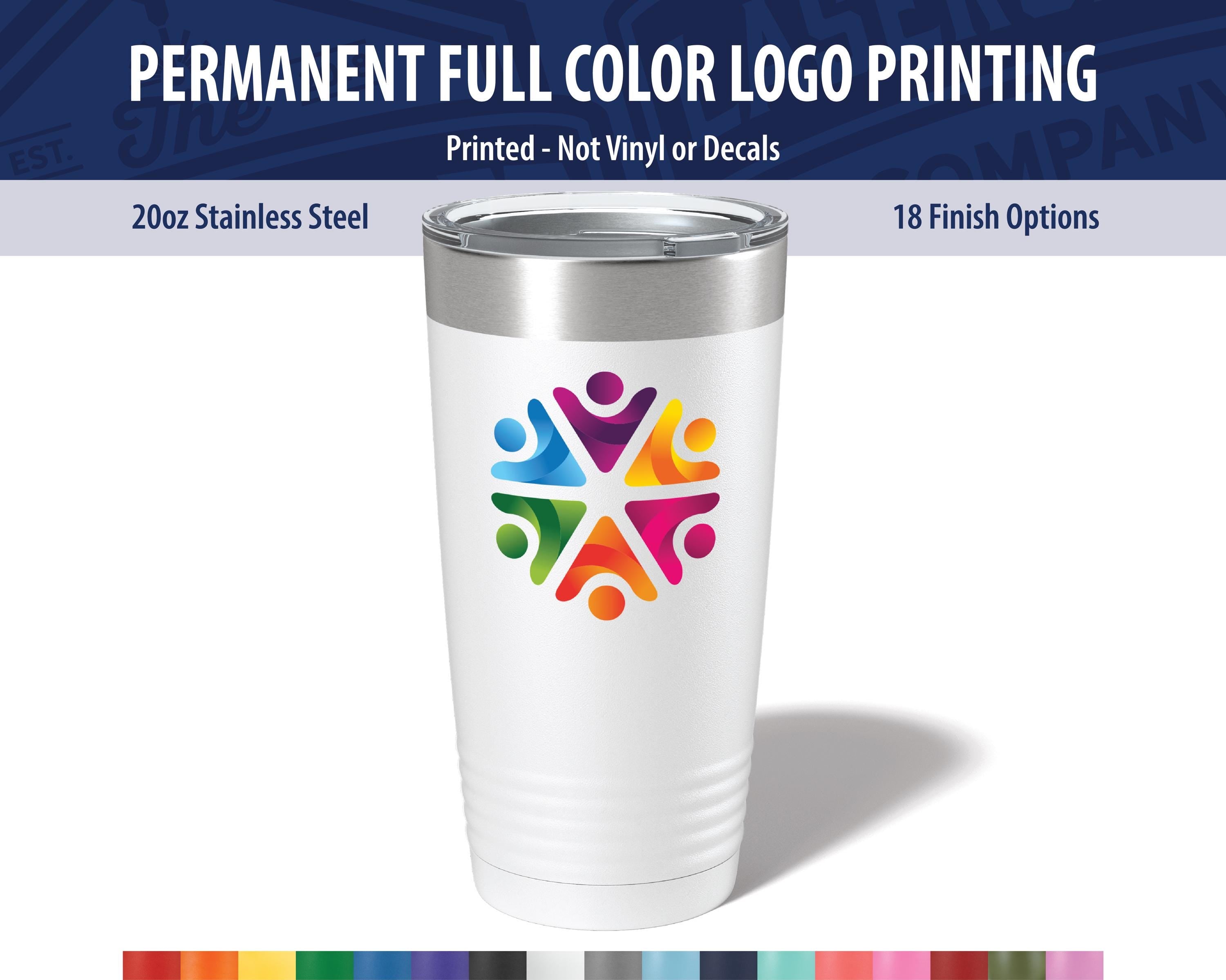 Custom Logo Tumbler – Full Color 20oz Stainless Steel Cup, Bulk Corporate Swag & Business Gifts