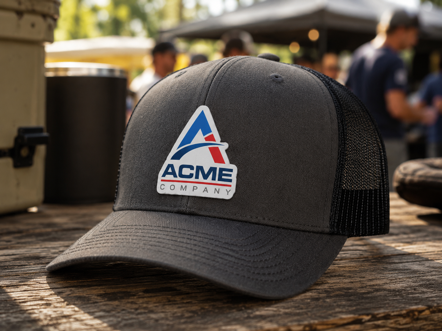 Custom leatherette patch — applied to apparel/gear
