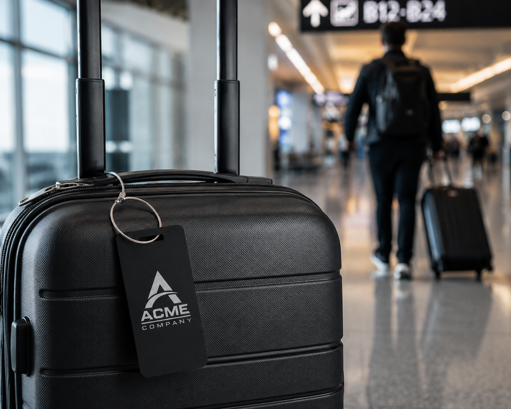 Personalized Metal Luggage Tag: Custom Text or Logo (Aluminum)