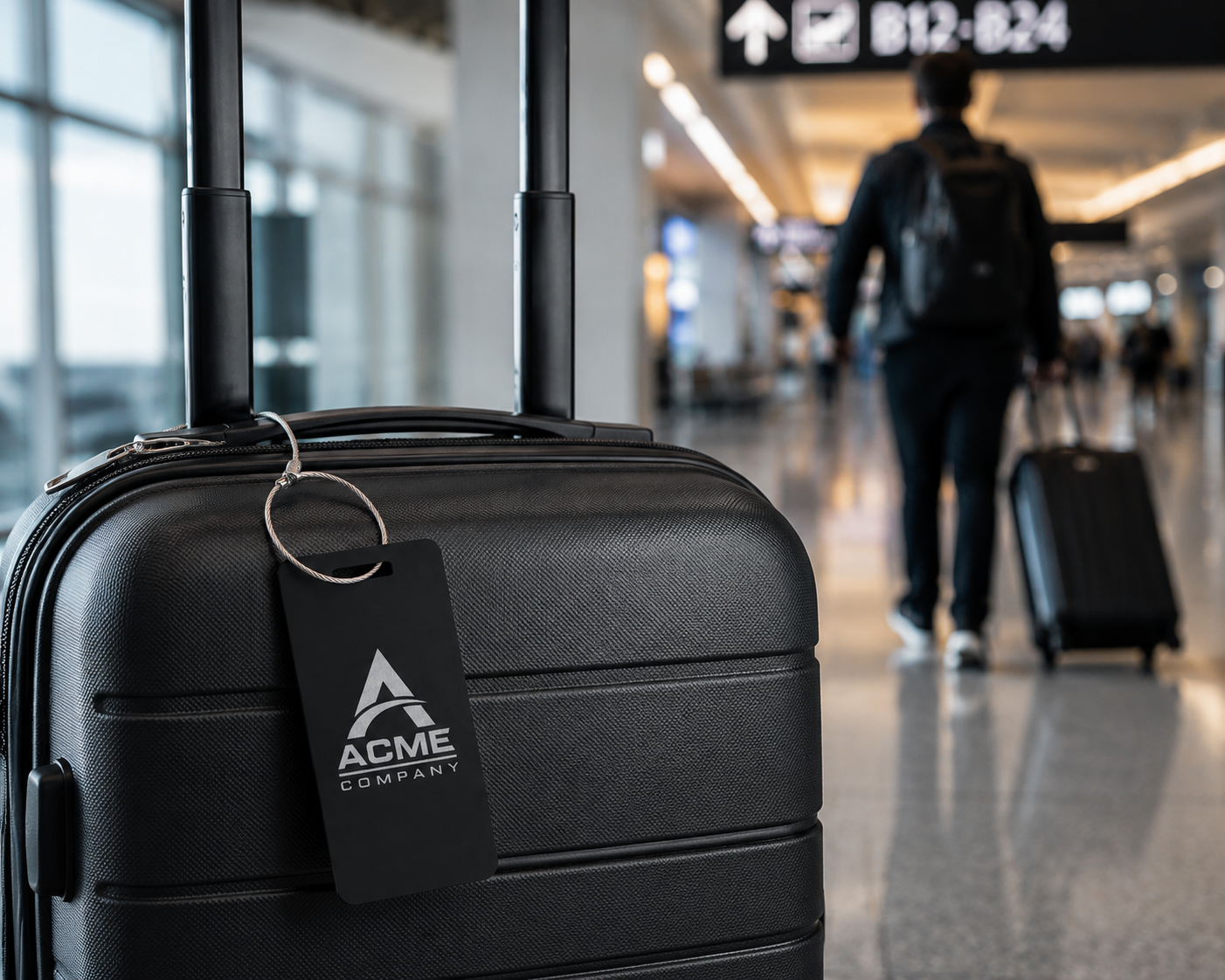 Personalized Metal Luggage Tag: Custom Text or Logo (Aluminum)
