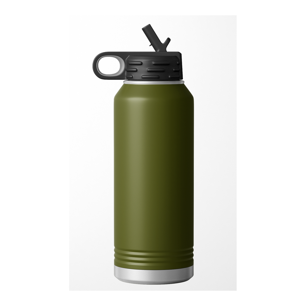 Custom Printed Water Bottle | Stainless Steel 32oz Double Wall Insulated — Olive