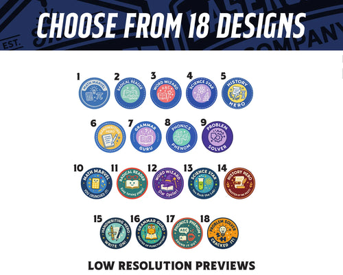 Classroom reward token designs, set of 20