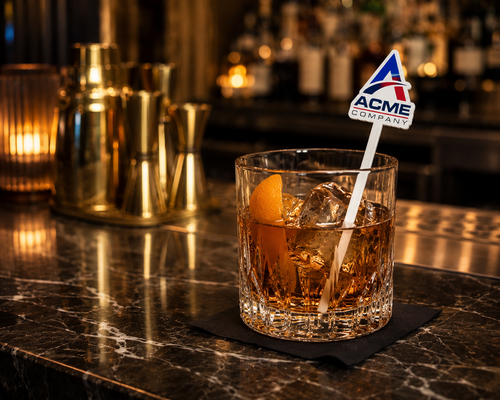 Custom acrylic cocktail stir stick — event use