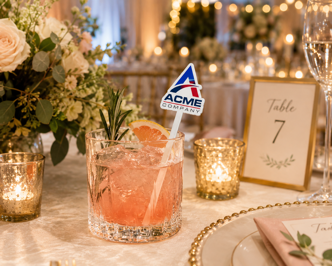 Custom acrylic cocktail stir stick — event use